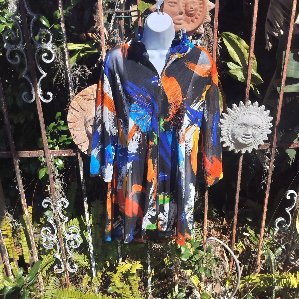 Valentina XL Semi Sheer Abstract Print Tunic